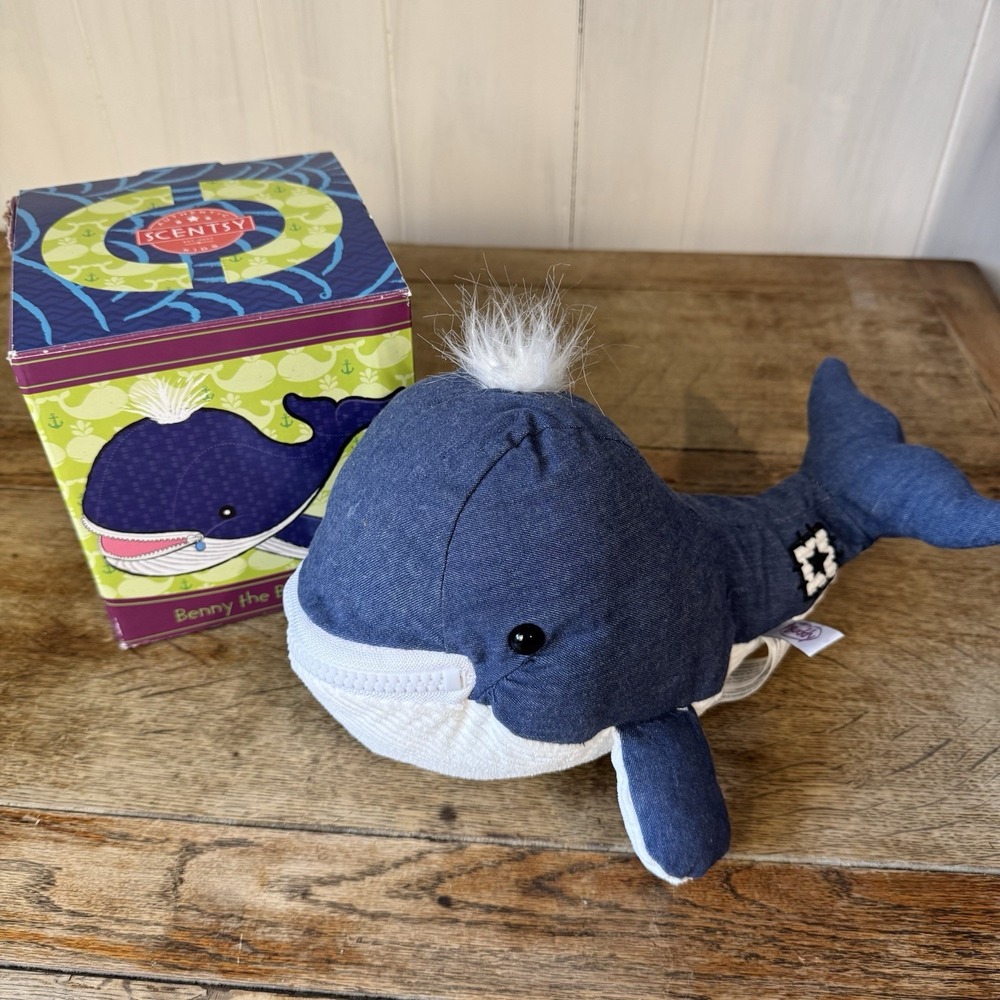Scentsy Benny the Blue Whale Plush Blue Denim Style Scent Pak Holder